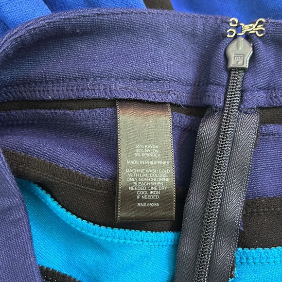 Express Multicolor Blue Striped High Waisted Knit Mini Pencil Skirt - Picture 8 of 8